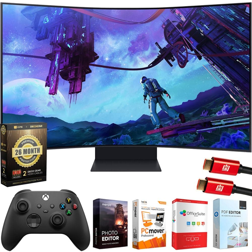 Samsung Odyssey Ark 2 55" 4K Mini-LED Curved Gaming Monitor Bundle con Control Inalámbrico Microsoft y Protección Extendida E991SAMLS55CG970NNXGO