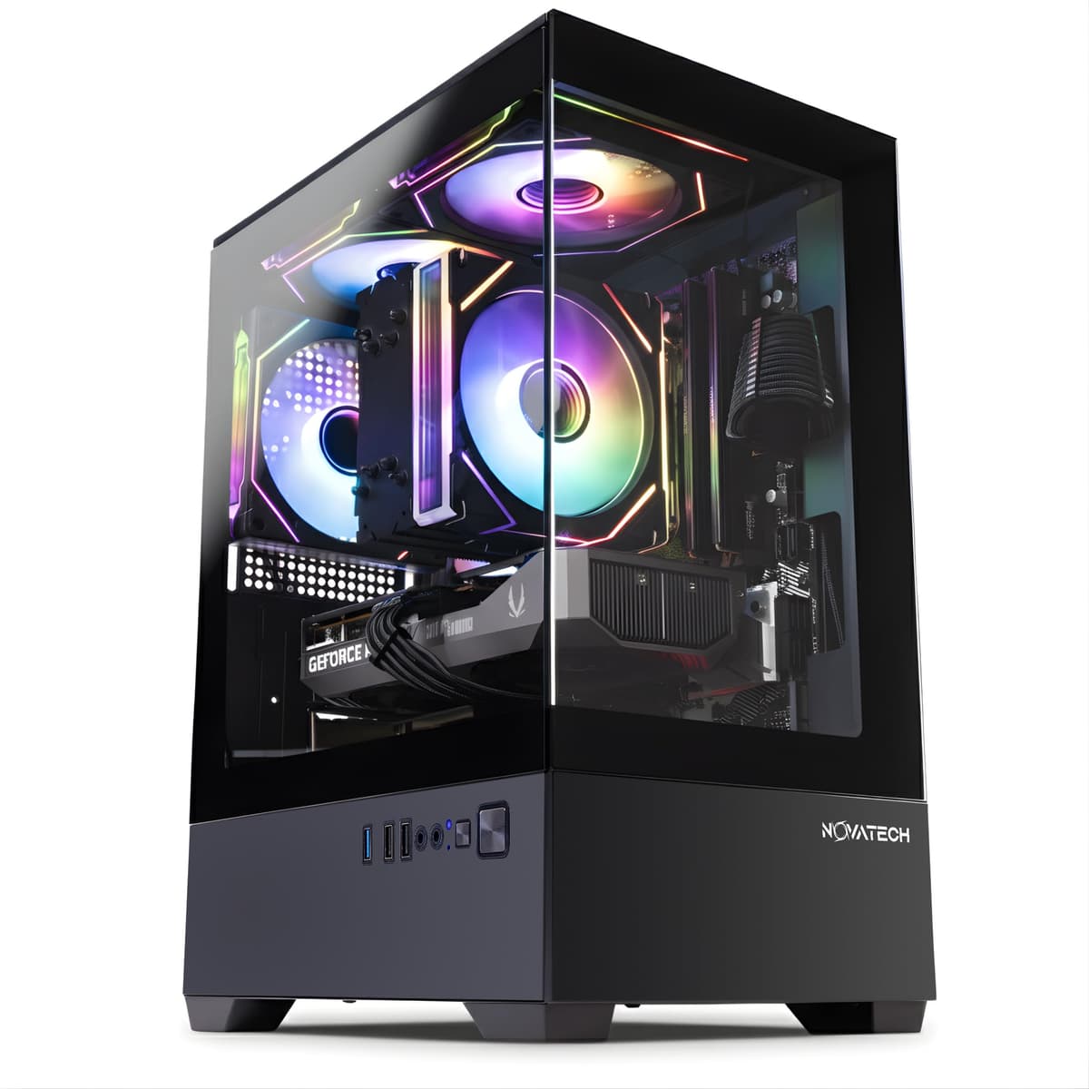 NOVATECH Prism - Computadora de Escritorio para Juegos Preensamblada - GeForce RTX 3050 - Xeon i7 3.5GHz - 16GB RAM - 512GB SSD WiFi/BT, Windows 11 - Torre de PC para Gaming - PC Gaming Prearmada - Garantía de 1 Año