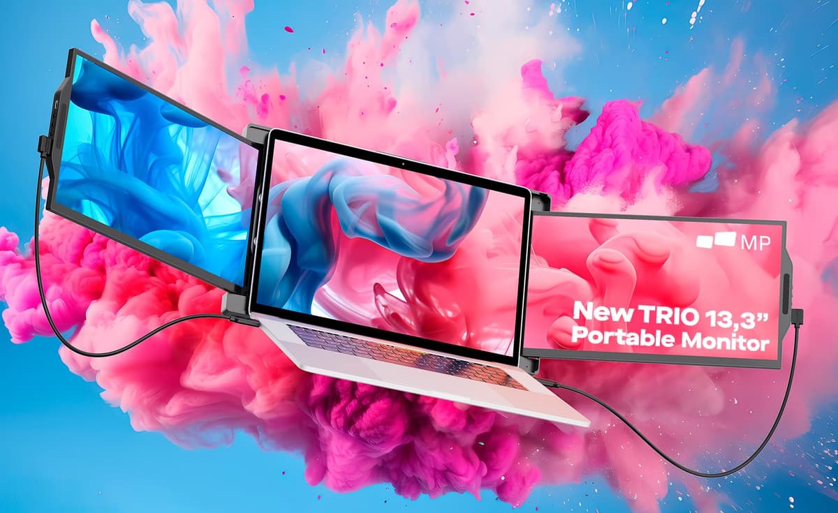Mobile Pixels Trio: Extensor portátil 2x13.3" FHD para laptop, USB-C/HDMI Plug & Play New Trio