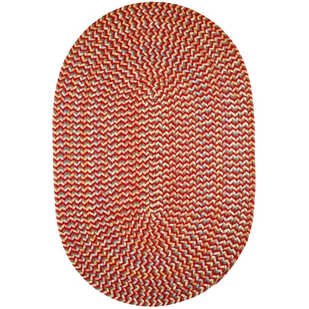 Super Area Rugs Confetti Alfombra Trenzada Interior/Exterior - Brilliant Red - 6' x 9' Oval RHO-CY47R072X108