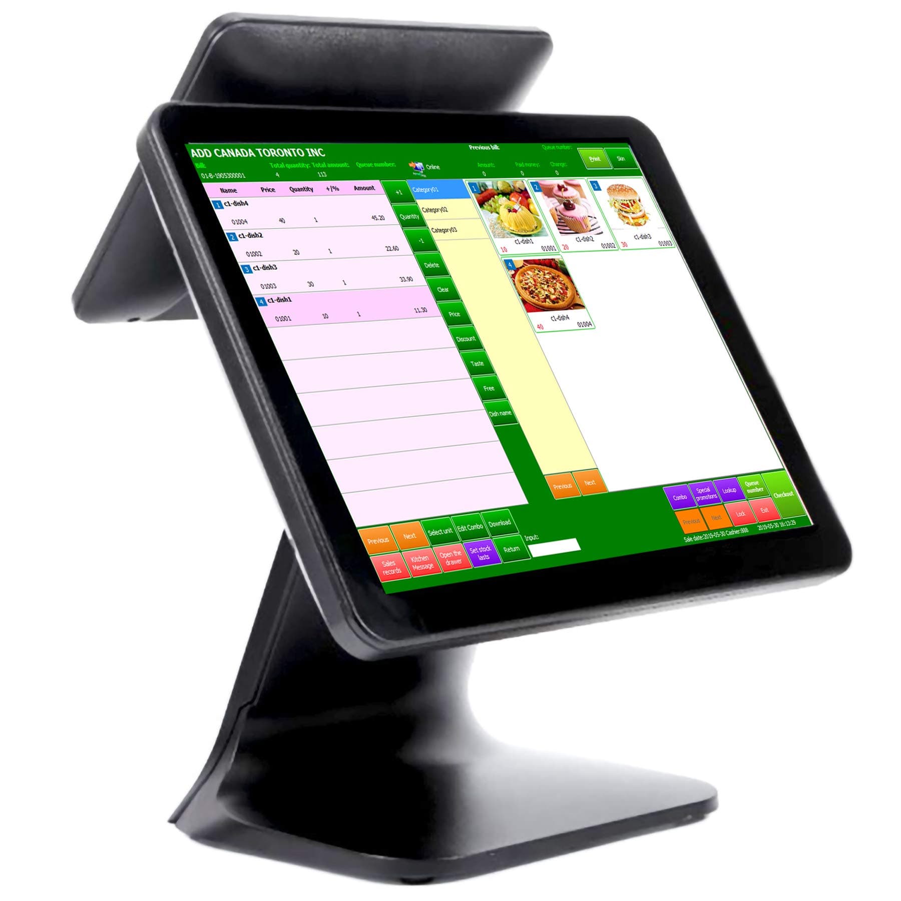 ASSUR System, caja registradora POS con pantalla táctil 15" y pantalla cliente 9.7" AW-99