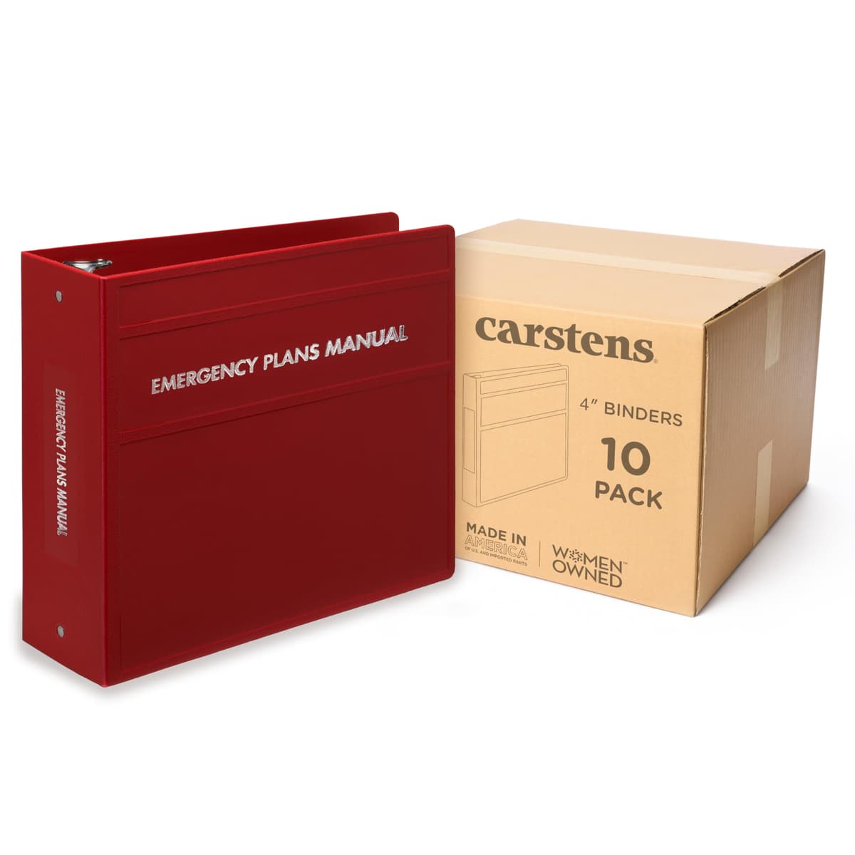 Carstens Binder Emergencias 4" Round Ring Lado Abierto - Brick Red, Caja x10 EP-3R