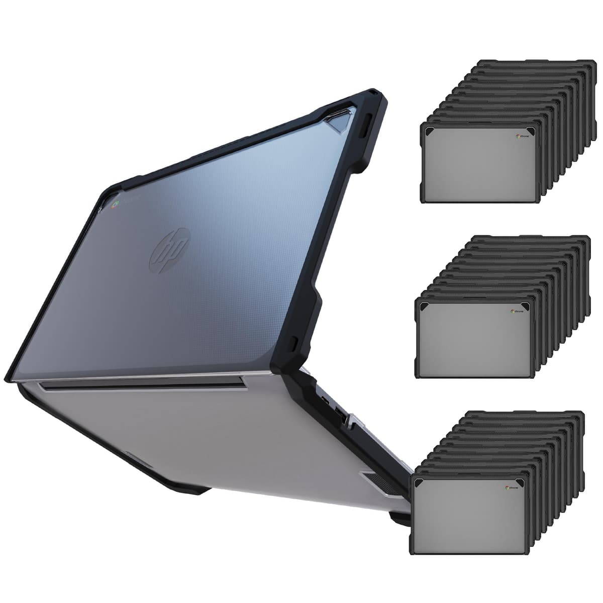 UZBL Estuche rígido resistente para HP Chromebook 14 G7 / G6, cubierta protectora transparente a prueba de estudiantes K-12 (paquete de 30)