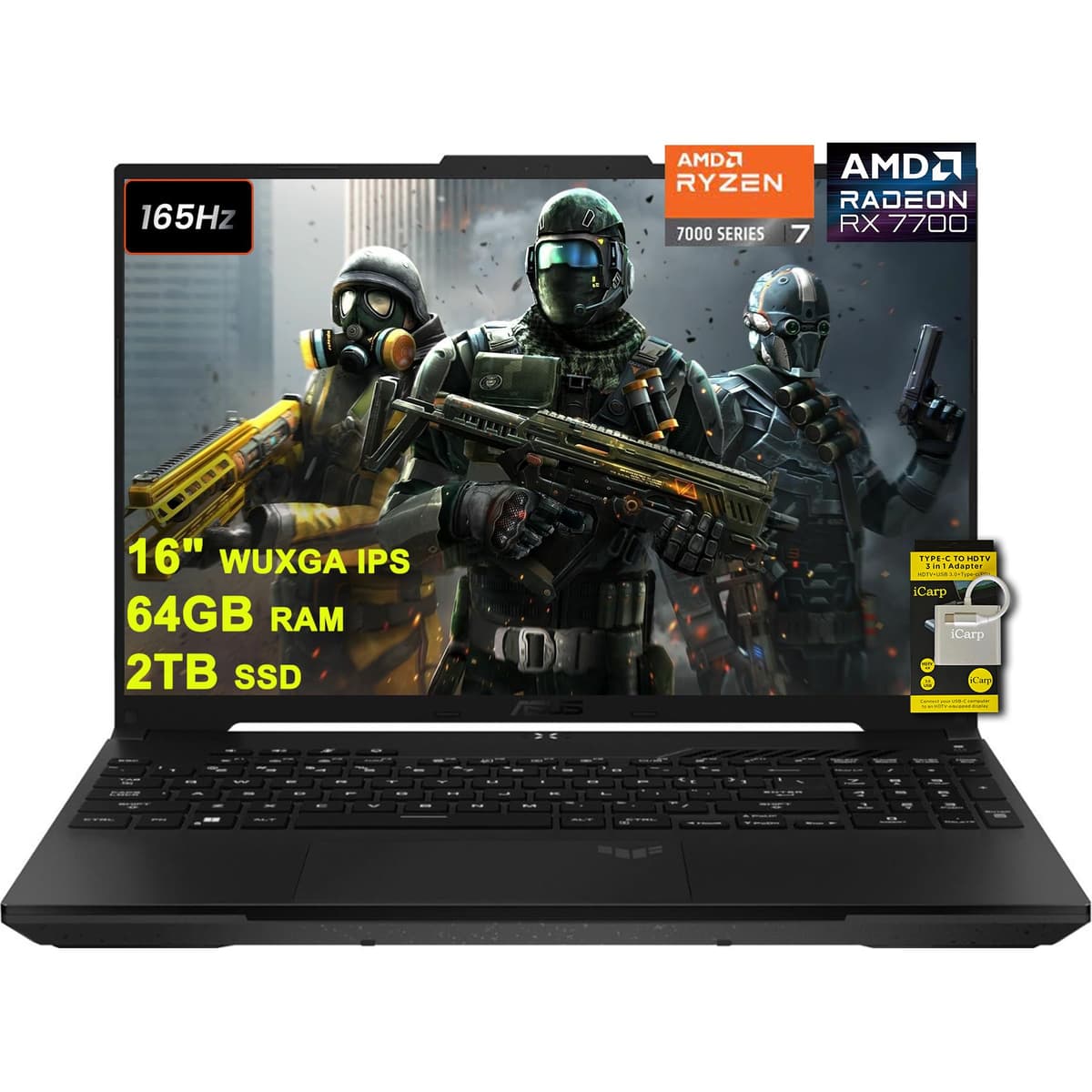 ASUS TUF Gaming A16 16" WUXGA 165Hz Ryzen 7 7735HS 64GB 2TB SSD Radeon RX 7700S 8GB Windows 11