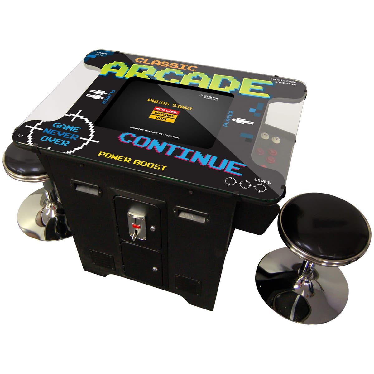 Creative Outdoor Distributor Máquina Arcade Cocktail Comercial Full-Size con Trackball y 412 Juegos A-CC-412T