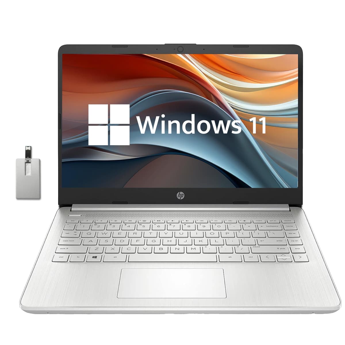 HP 14" FHD portátil para negocios y estudiantes, AMD Ryzen 3-3250U, 16 GB RAM, 512 GB SSD PCIe, gráficos AMD Radeon, cámara HD, Wi-Fi 5, Bluetooth, Windows 11, plateado, tarjeta USB de 32 GB