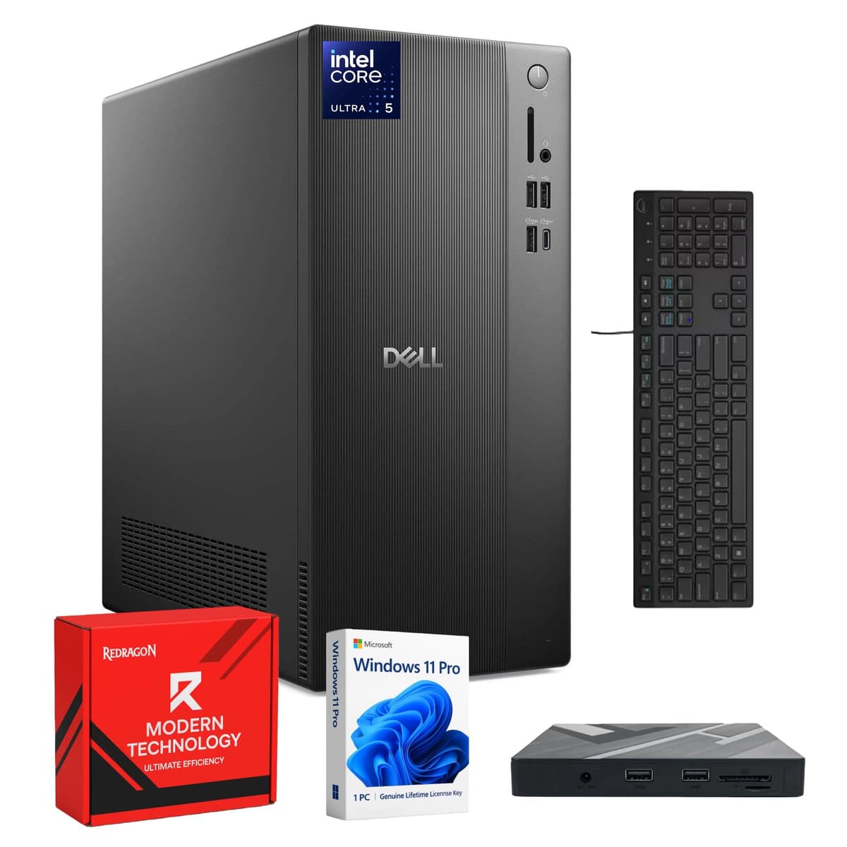 Computadora de Escritorio Dell ECT1250 para Empresa - Windows 11 Pro, Intel 10 Core Ultra 5 225 (Mejor que i5-14400F), Gráficos Intel UHD, 32 GB RAM DDR5, SSD 1 TB, Teclado y Mouse con Cable, Wi-Fi 6, Bluetooth