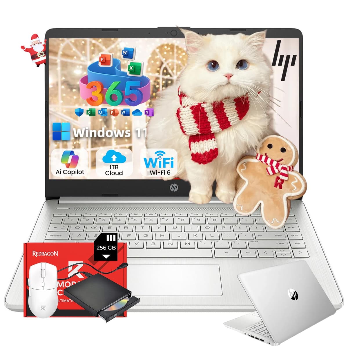 HP Laptop 14" 2025 para Estudiantes y Negocios Delgado, 1 Año Office 365, Copilot AI, CPU Intel Quad-Core, 16 GB RAM, 128 GB UFS y 128 GB Tarjeta SD, Wi-Fi 6, Windows 11 Pro, Accesorio JQ2Xz, Plateado HP 2025 Flagship 14 Laptop
