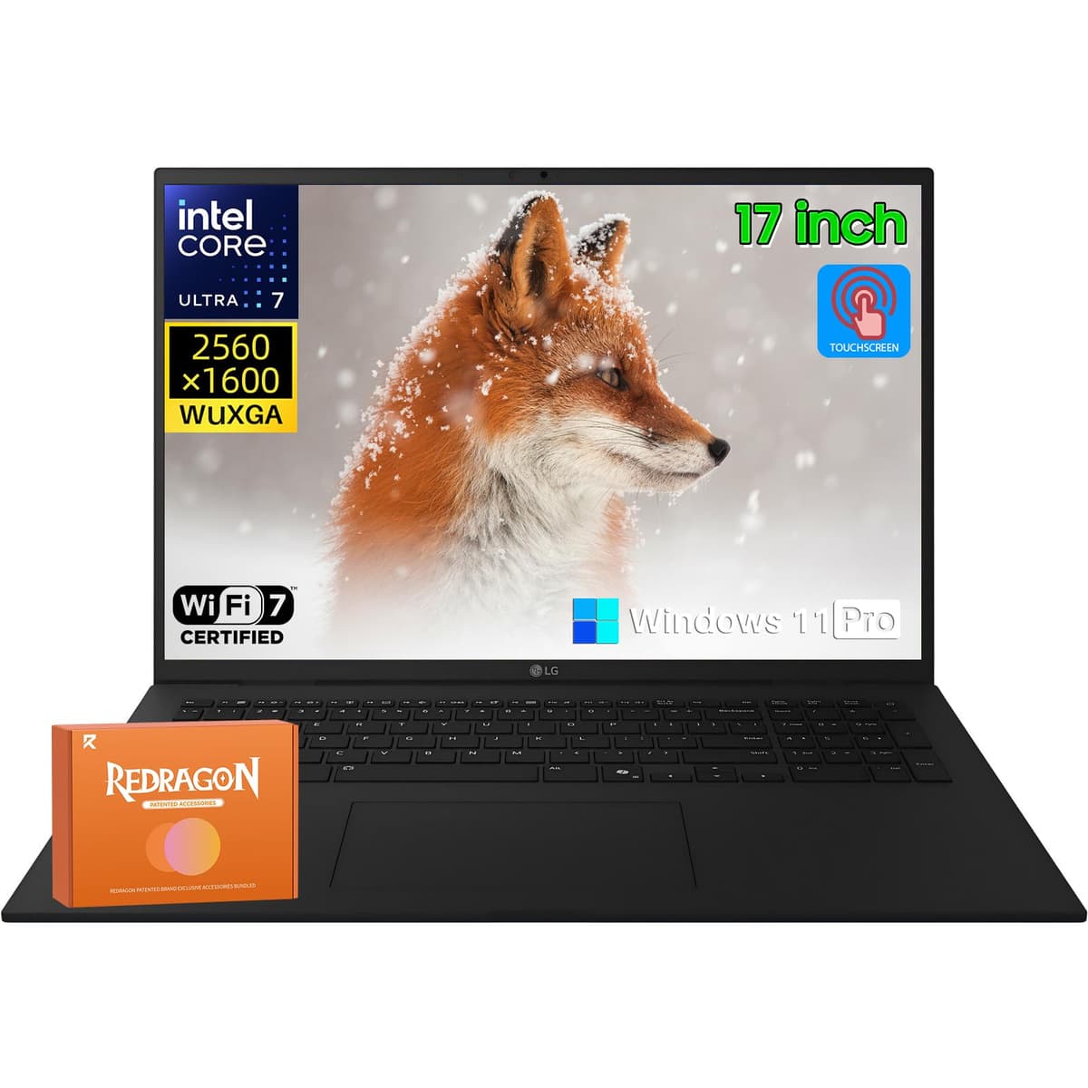 LG Gram 17 con pantalla táctil Copilot+ PC, Intel Ultra 7 Series 2 258V, pantalla 17" 2.5K WQXGA, 32GB RAM, 1TB SSD, gráficos Intel Arc, Windows 11 Pro, teclado retroiluminado, Wi-Fi 7, accesorios