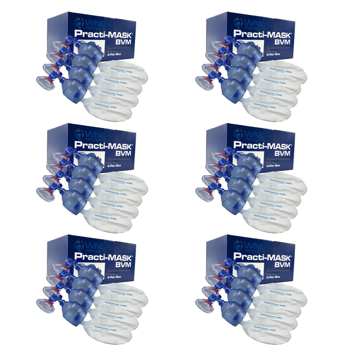 WNL Products Practi-Mask BVM CPR Training 5000BVM-6PACK - 24 mascarillas y accesorios para entrenamiento