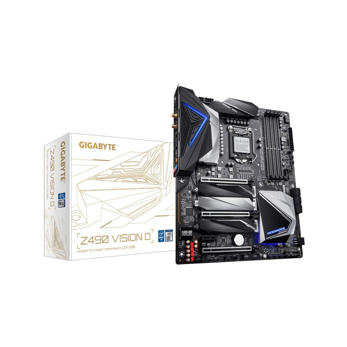 GIGABYTE Z490 Vision D (Intel LGA1200/Z490/ATX/3x M.2/Dual Thunderbolt 3/SATA 6 Gb/s/USB 3.2 Gen 2/Intel WiFi 6/Alimentación digital de 12 fases Direct/Intel 2.5G LAN/Placa madre)