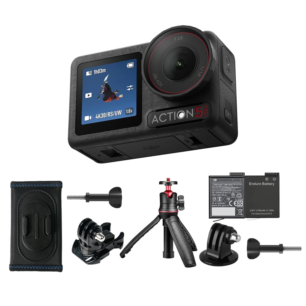 DJI Osmo Action 5 Pro Hiking Combo - Cámara de acción 4K con sensor 1/1.3, estabilización y pantallas OLED duales 190021996472