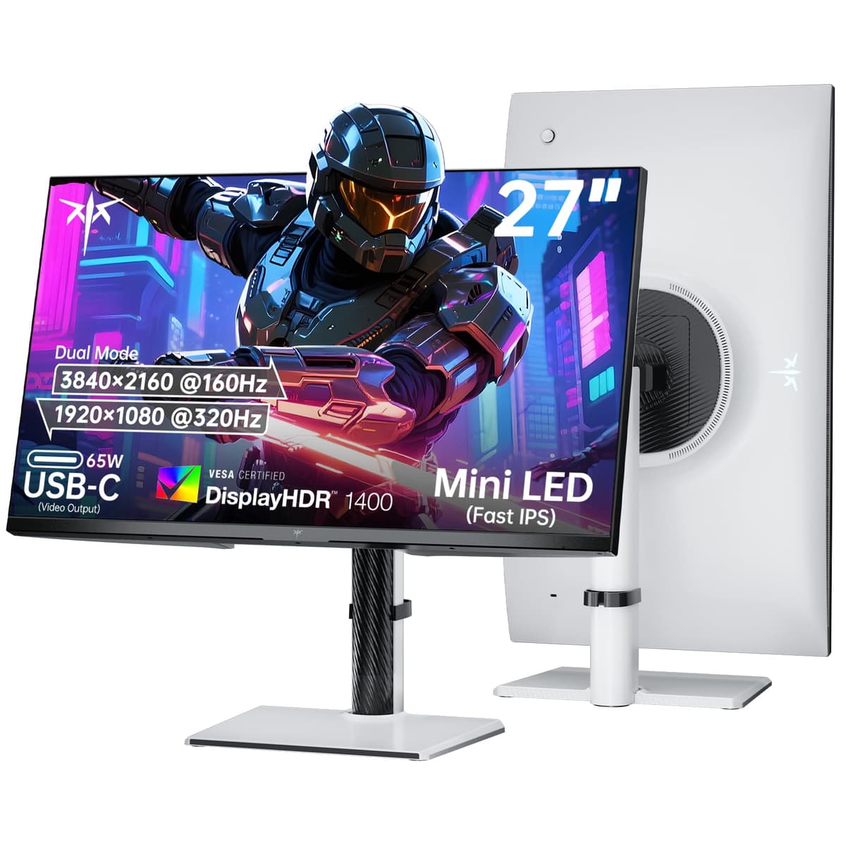 KTC M27P6 - Monitor 27" Mini LED Dual Mode: 4K 160Hz o 1080p 320Hz, HDR1400, USB-C 65W