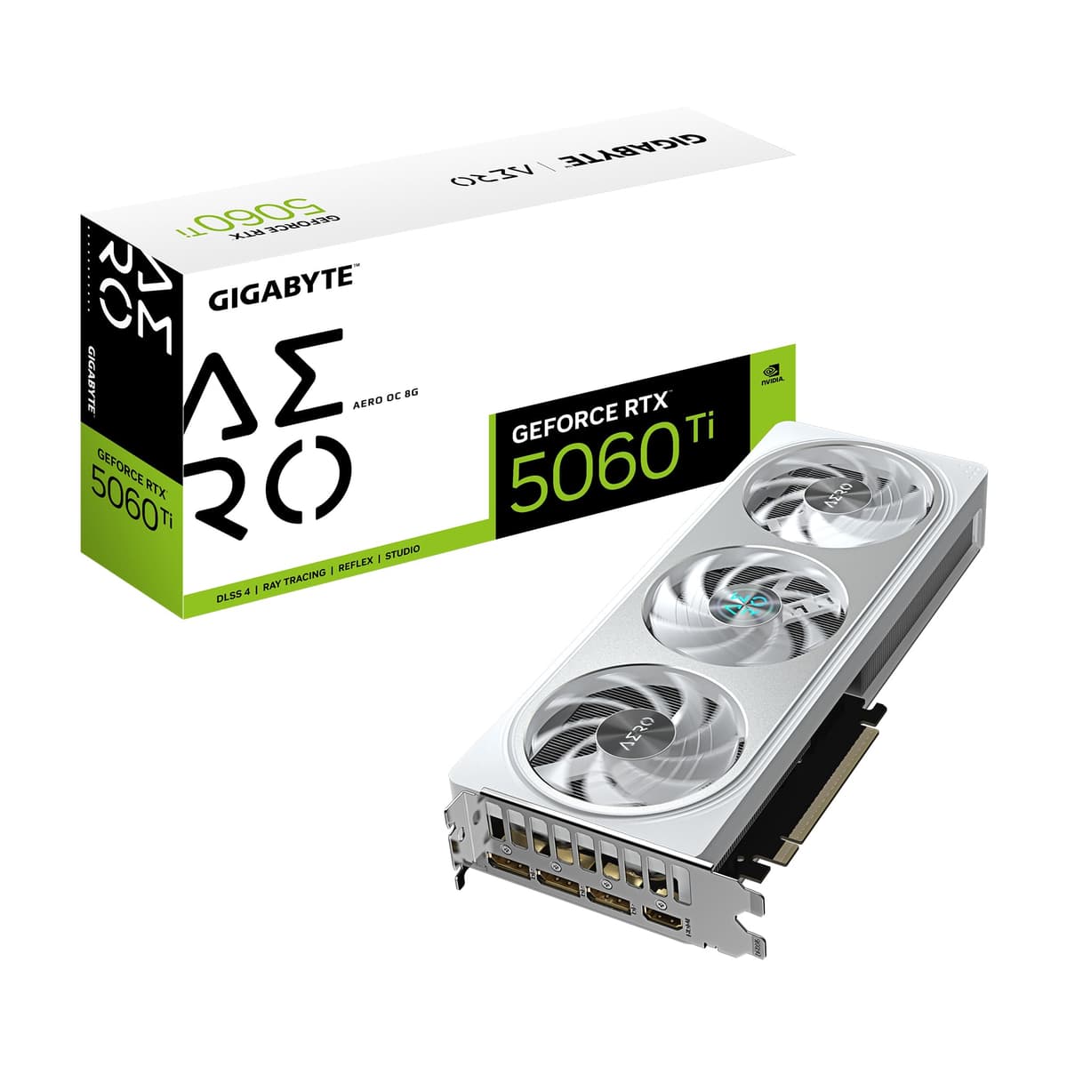 Gigabyte GeForce RTX 5060 Ti AERO OC 8G Tarjeta Gráfica - 8GB GDDR7,128 bits, PCIe 5.0, 2647 MHz Clock de Núcleo, 3 x DisplayPort, 1 x HDMI, GV-N506TAERO OC-8GD