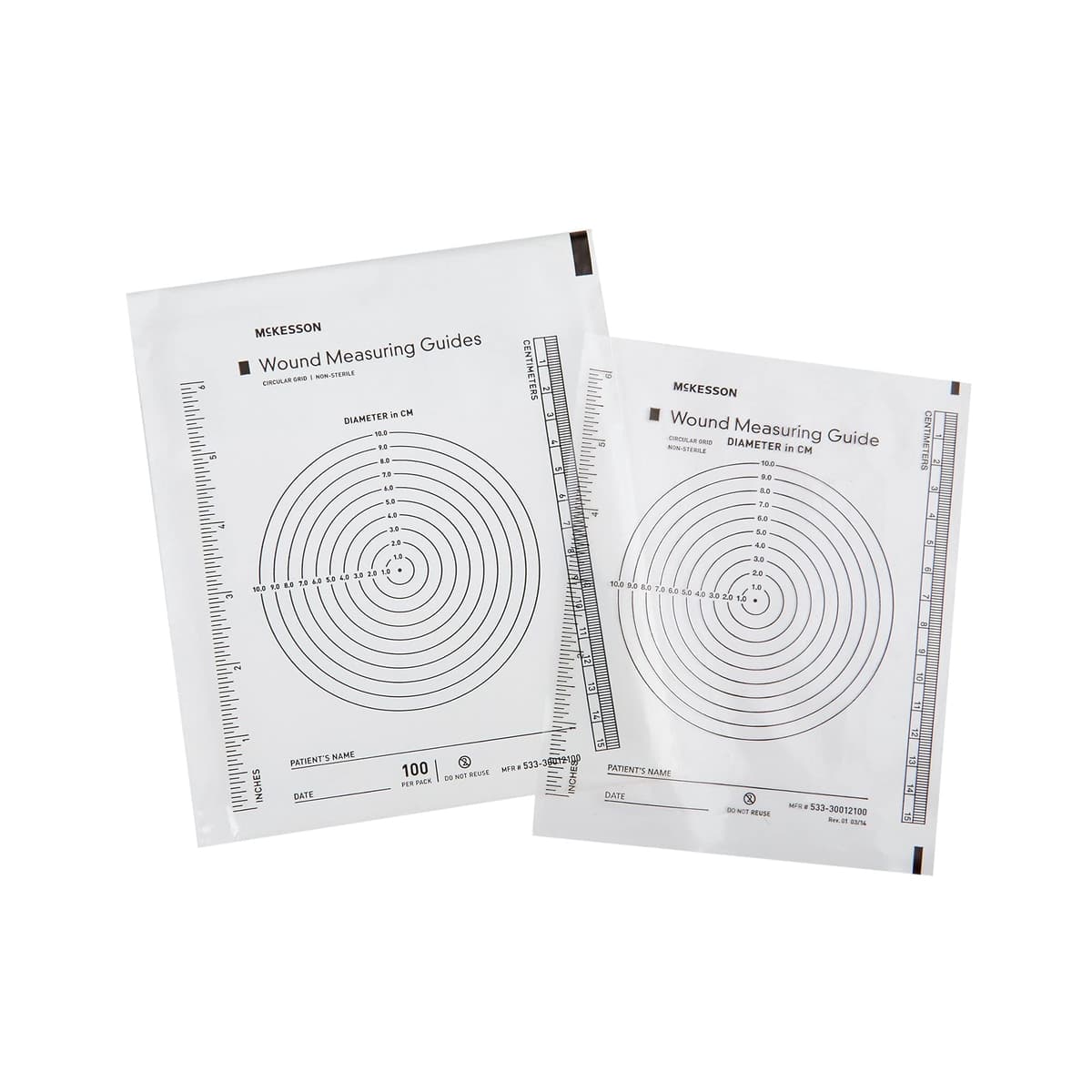 McKesson Wound Measuring Guide plástico transparente 5 x 7 in - Paquete de 100 533-30012100