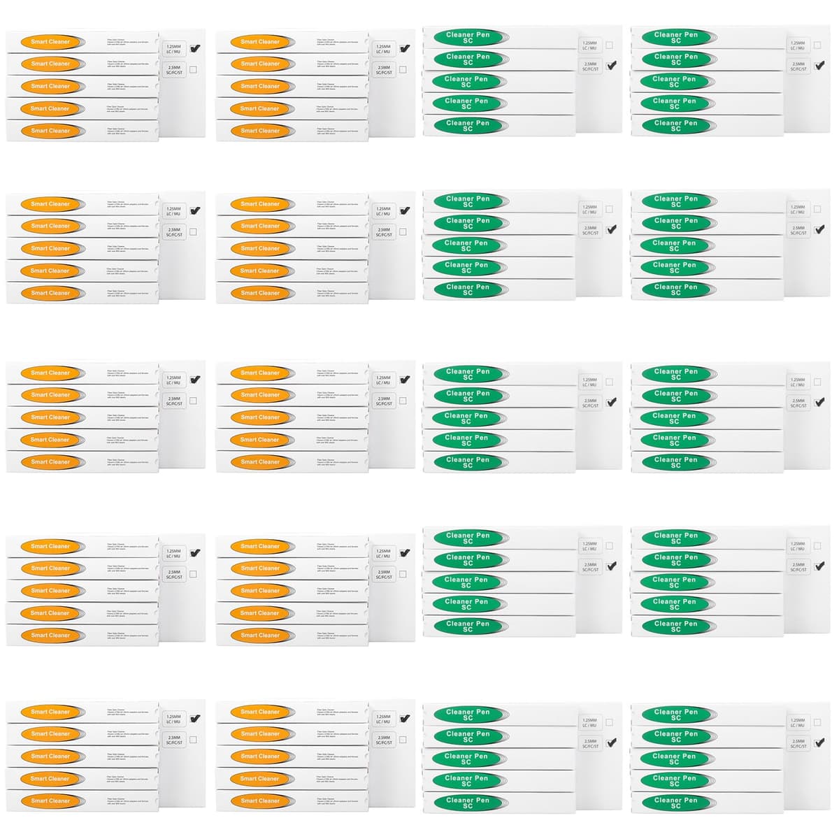 Duogalia Paquete de 100 Limpiador de Fibra Herramienta de Limpieza en Forma de Bolígrafo para Conectores Ópticos 1.25 mm/2.5 mm SC/ST/FC/LC/MU Más de 800 Limpiezas de la Superficie Final de Fibra Duogalia-Clean Pen -PW-100PC