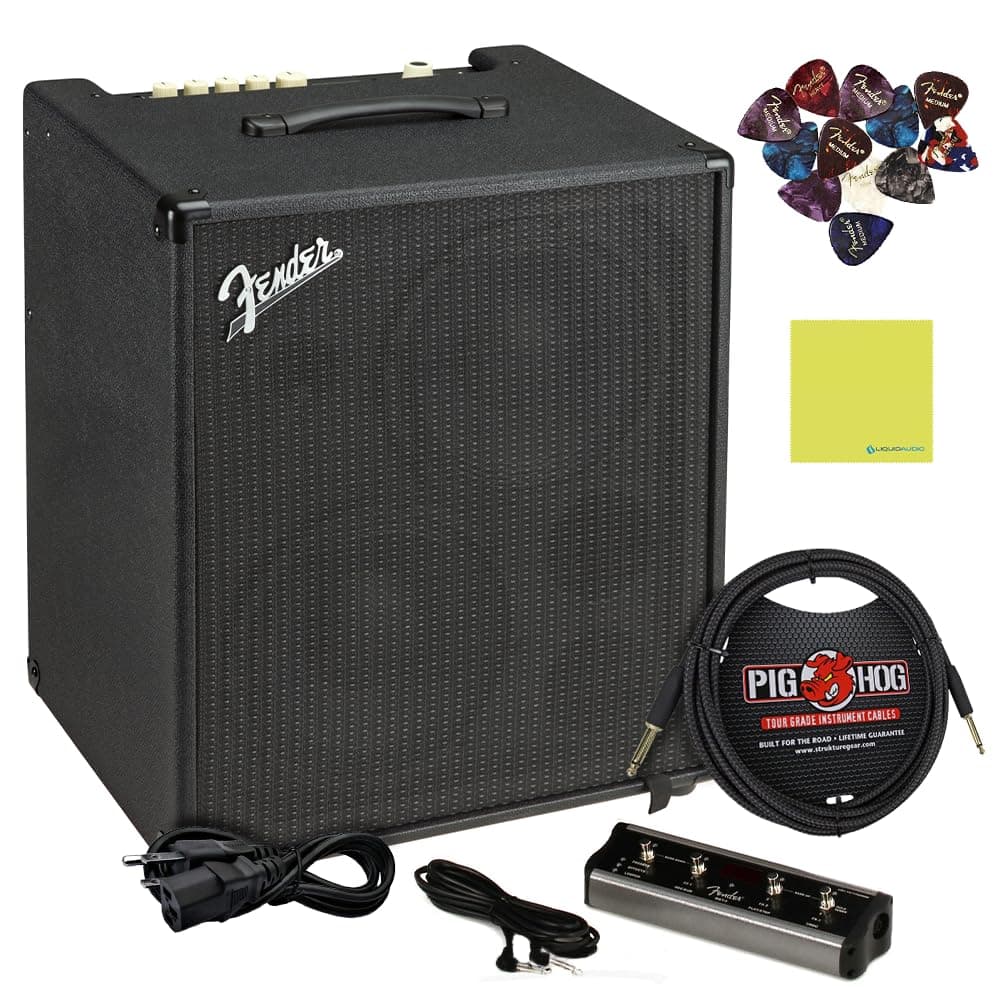 Liquid Audio Fender Rumble Stage 800 Amplificador de bajo 120V Bundle con accesorios 2376100000 PICKS BUNDLE