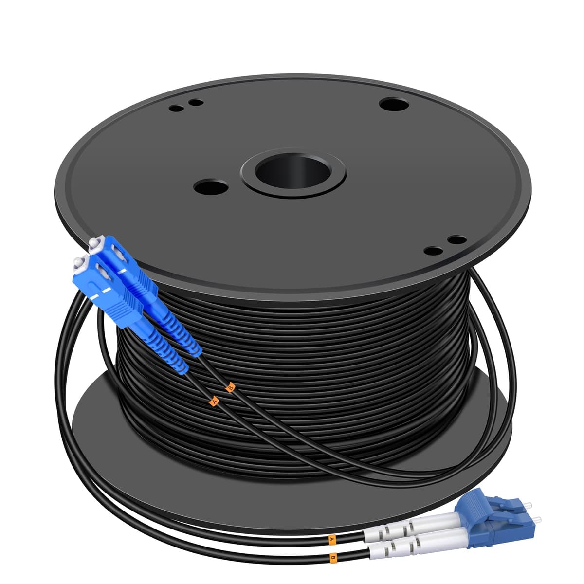 Jeirdus 600M LC a SC Exterior Blindado Dúplex Cable Óptico de Fibra Monomodo 9/125 Salto/Patch Cord 600 Metros 1968 ft LC-SC FBM-OALCSCSD600