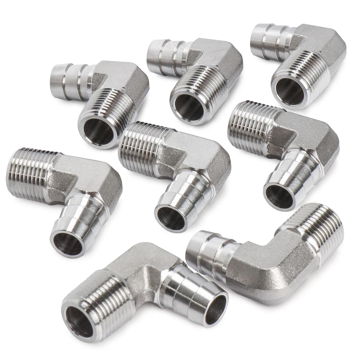 LTWFITTING Codo Barb 90° Acero Inoxidable 316 1/2" ID x 3/8" NPT (Pack 250) S31632043250