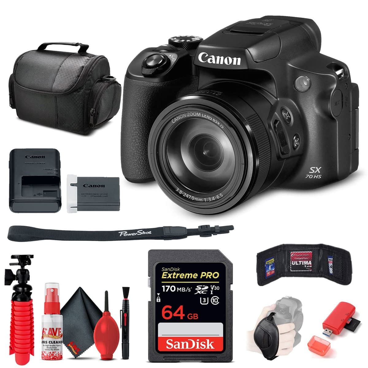 Canon PowerShot SX70 HS + 64GB + Accesorios - Zoom 65x (Renewed) 3071C001_EDII01_1-RE