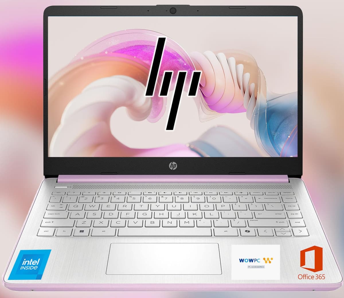 HP 14 Ultrabook, CPU Intel, 32GB RAM, 1.6TB de almacenamiento (128GB integrado con disco portátil de 512GB + 1TB OneDrive), hasta 12 horas de batería, Windows 11 Pro, Honey Lavender, con paquete WOWPC 3 en 1