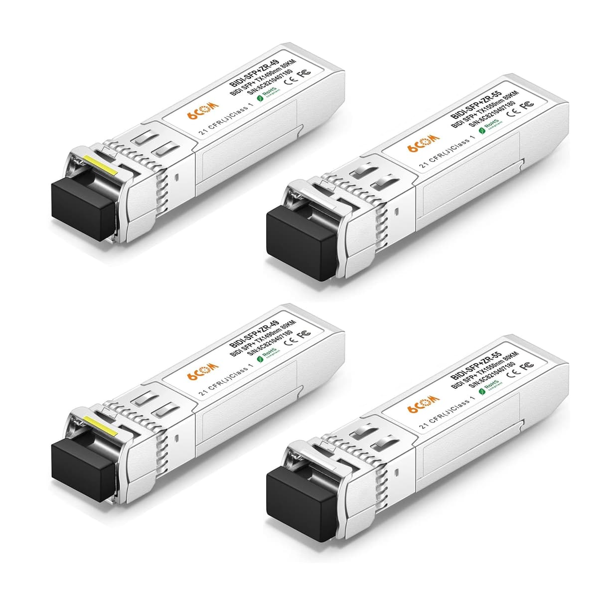 6COMGIGA 2 Pares Transceptor SFP+ 10G BiDi SMF 1490/1550nm hasta 80km