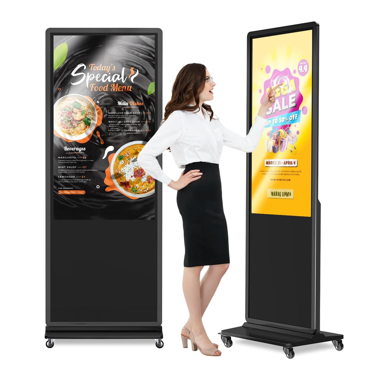HARZHI 55 Inch 4K LCD Digital Signage Display Kiosk Indoor Floor Standing Poster con Reproductor Multimedia (55" Touch-Screen 4K)