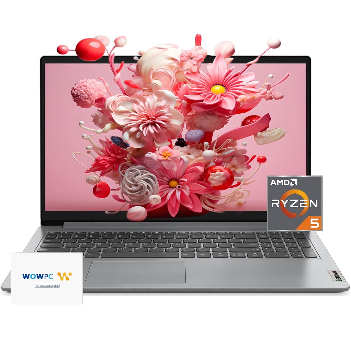 Lenovo IdeaPad Laptop, pantalla FHD de 15.6", AMD Ryzen 5 5500U (mejor que i7-1185G7), batería de larga duración, USB-C, cámara web, HDMI, Wi-Fi 6, Bluetooth, con paquete WOWPC, Windows 11 (40 GB RAM | 1 TB SSD PCIe)