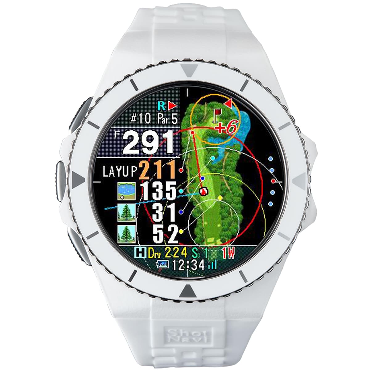 Shot Navi EXCEEDS Reloj GPS de Golf - Pantalla Táctil a Color 1.4″, Distancia con Inclinación, Mapeo del Green, Compensación por Temperatura, USB-C (Blanco)