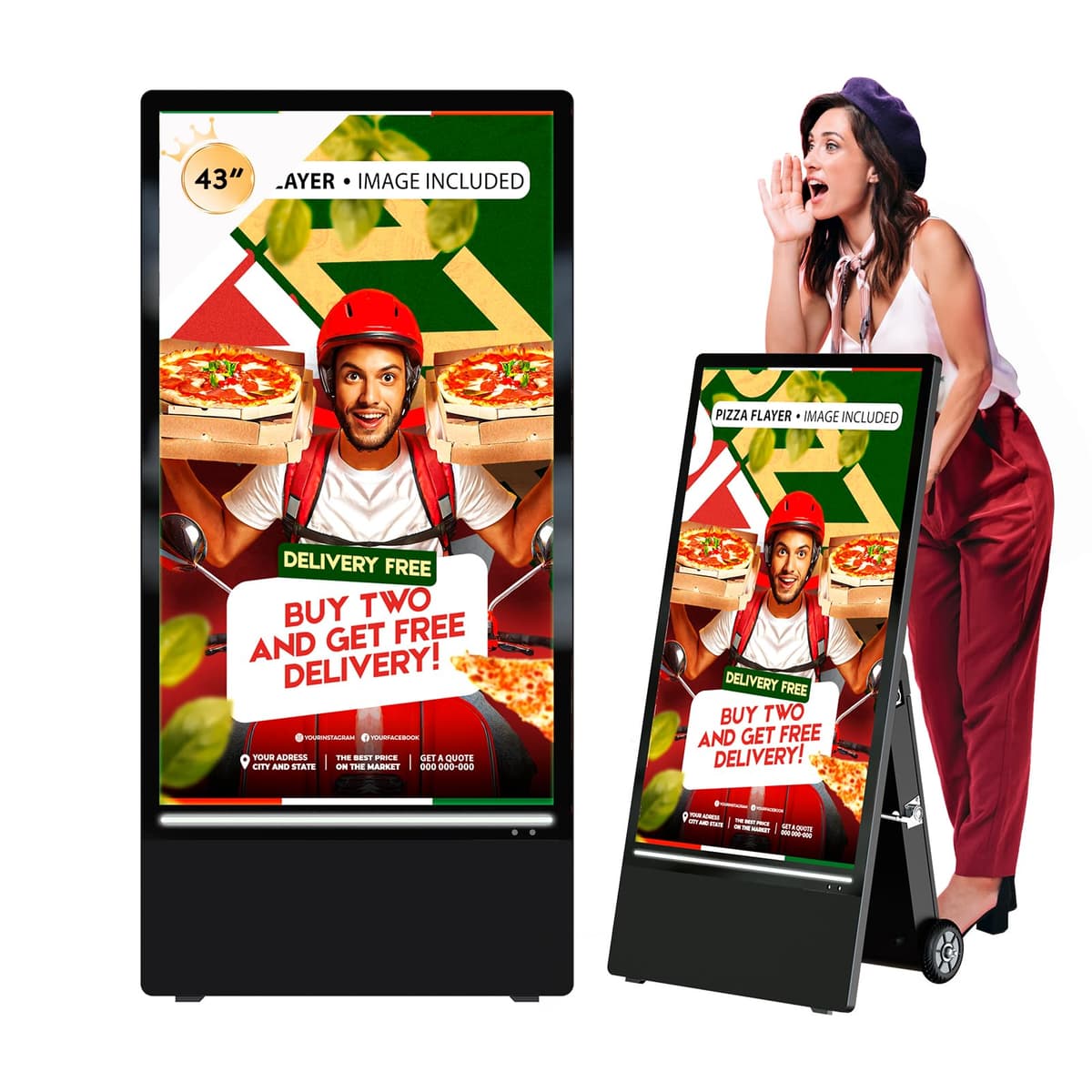 QIXZOCV MWE 43 Inch Pantalla Digital Outdoor/Indoor con Batería Recargable y Alta Brillo 43 outdoor digital signage-1