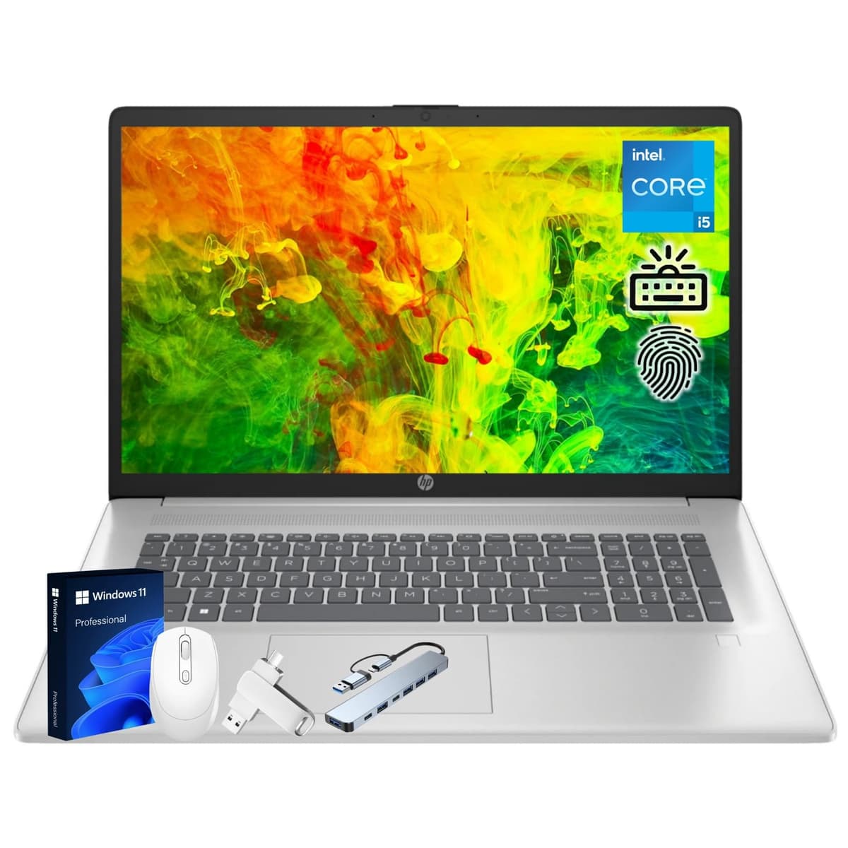 Laptop empresarial HP 17 pulgadas 2025, pantalla 17.3" HD+ BrightView 250 nits, teclado retroiluminado, Intel 13ª gen i5 (hasta 4.6 GHz), 32 GB RAM, 1 TB SSD, Bluetooth 5.4, Windows 11 Pro, accesorios 17-cn5075cl