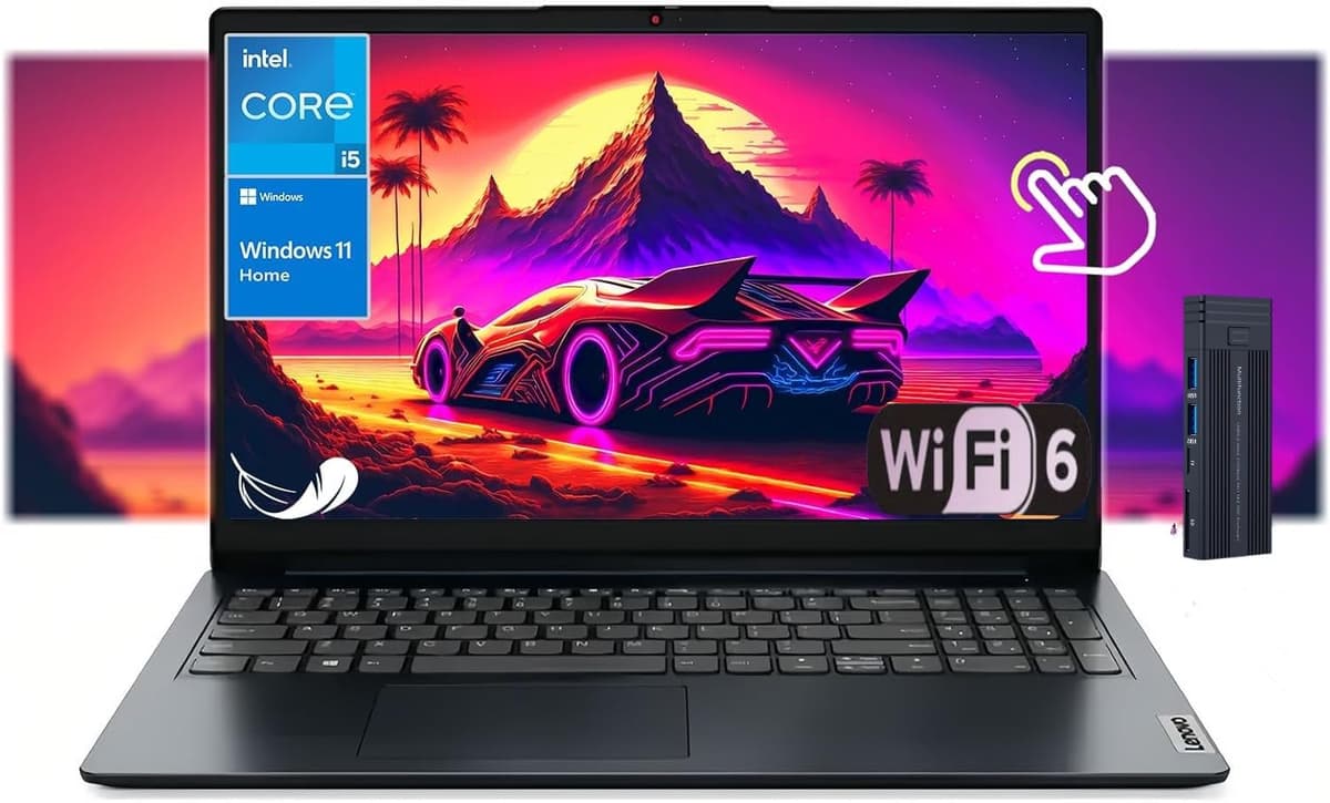 Lenovo IdeaPad 1i 15.6" Pantalla táctil FHD, Procesador Intel Core i5-1335U, 8GB RAM 256GB SSD, Estación de acoplamiento 9H de 128GB, Wi-Fi 6, Webcam, Bluetooth, Windows 11 Home, Azul Abismo