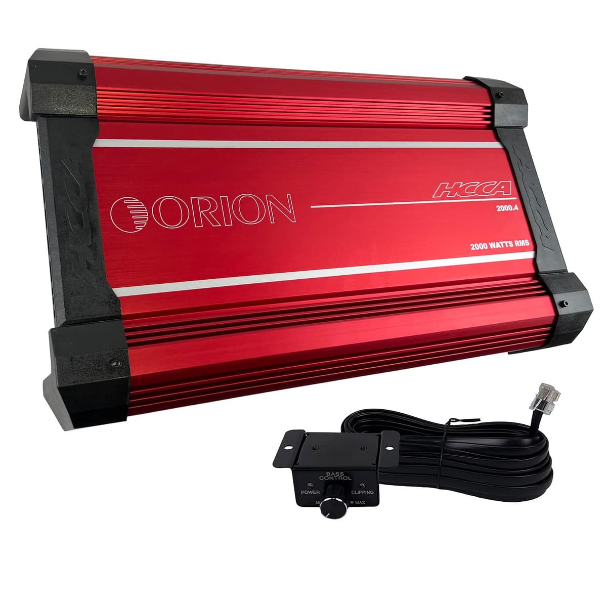 Orion Serie HCCA HCCA2000.4 Amplificador Clase A/B de Alto Rendimiento 2000W RMS 4 Canales - Estable a 1 Ohm, Crossover Paso Bajo/Alto, Control de Refuerzo de Graves, Fuente de Alimentación MOSFET, con Perilla de Graves, Hecho en Corea