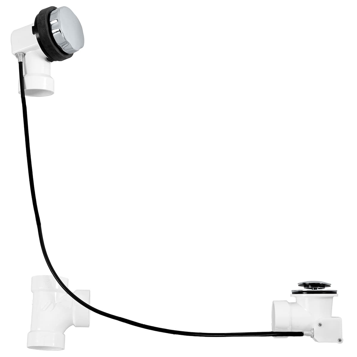 Westbrass D50P45-12-26 Kit de Desagüe y Rebosadero para Bañera con Cable de 45" y Perilla Rotativa, Cromo Pulido (Paquete de 12)