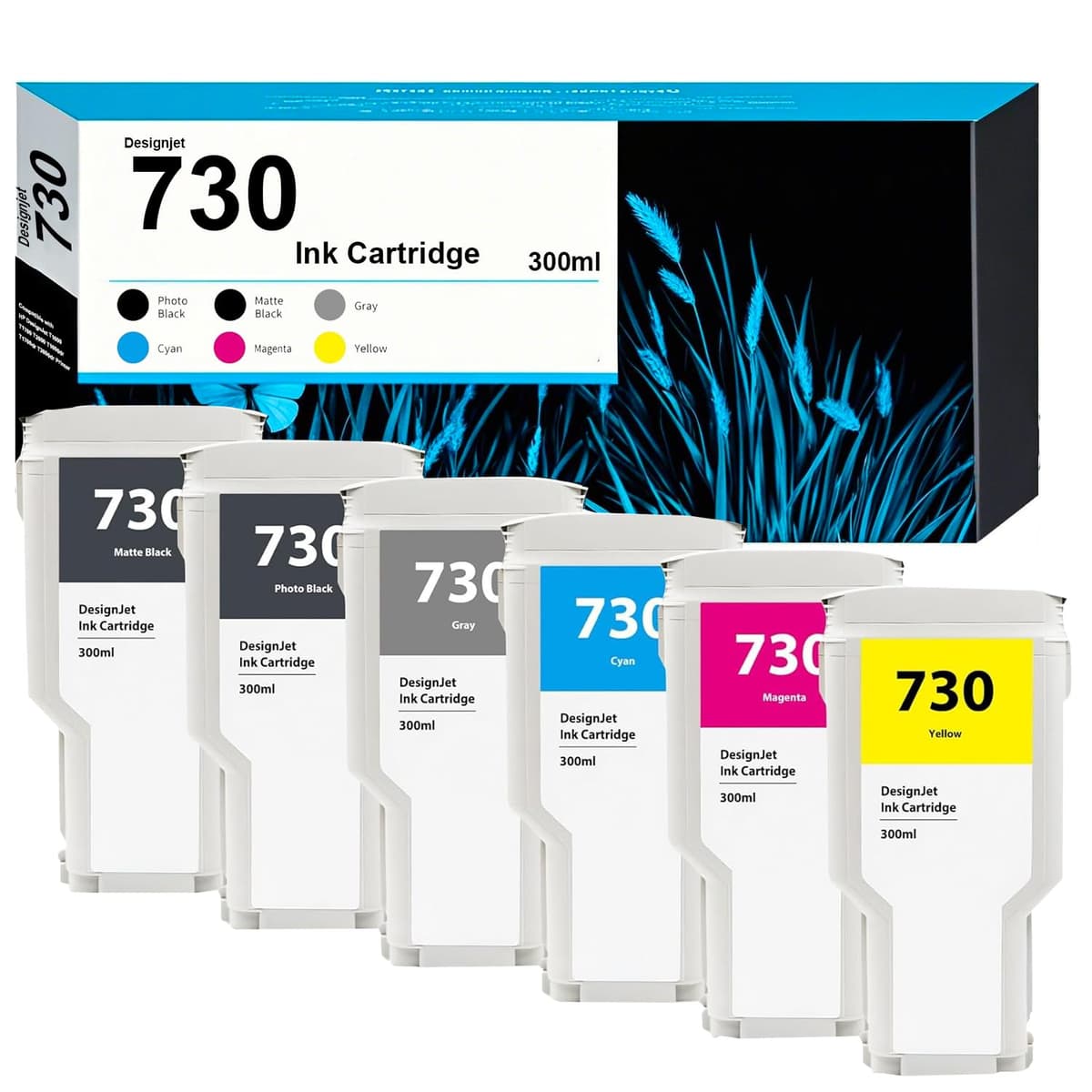 ET UCOLOR 730 Ink Cartridge 300ml con Chip Reemplazo para DesignJet T1600 T1700 T2600 730 Ink Cartridges