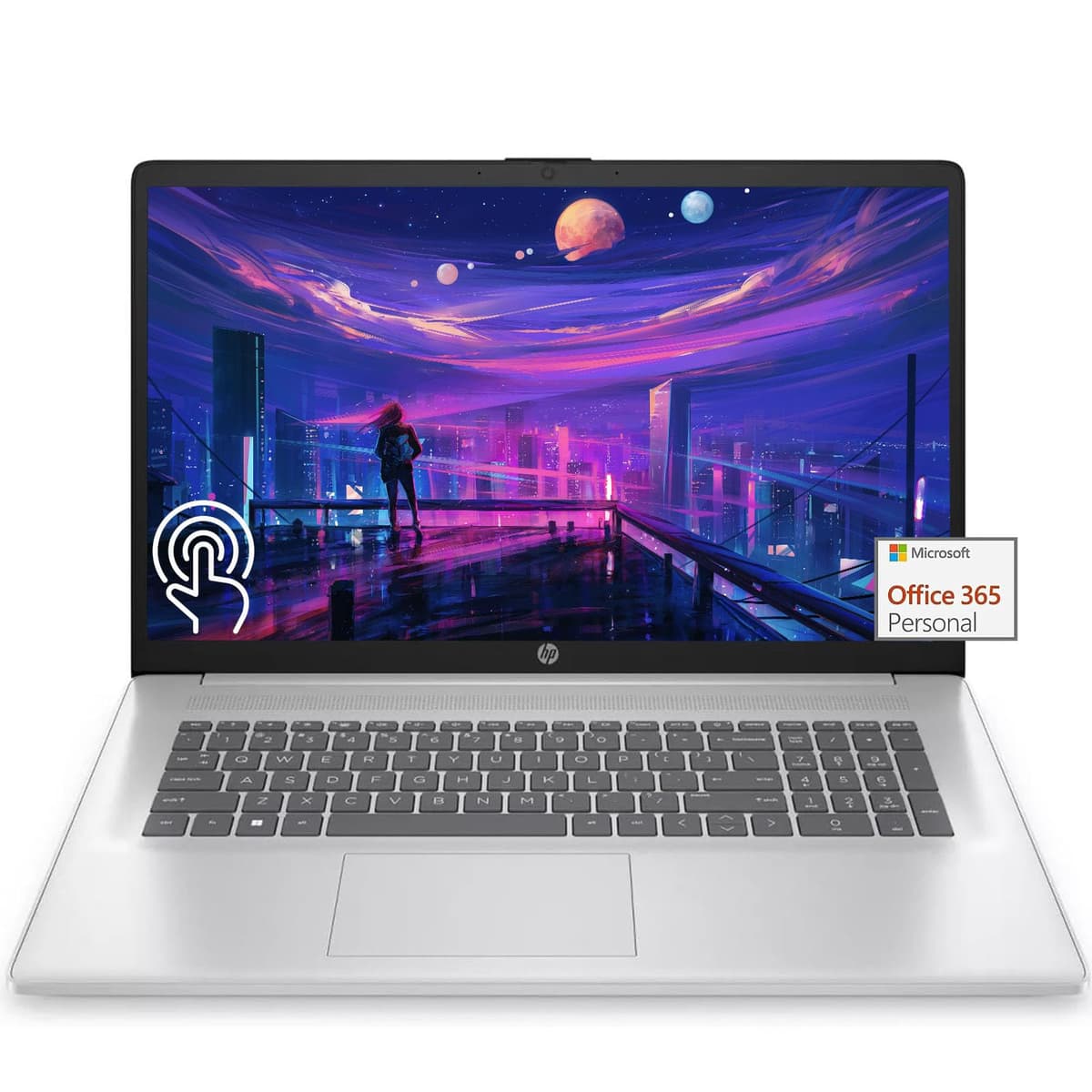 HP Laptop táctil de 17” para estudiantes y empresas, pantalla 17.3” HD+ táctil, Intel Pentium Silver N5030, 4 GB RAM, 128 GB SSD, 1 año Microsoft 365, Wi-Fi, HDMI, Windows 11 Home en modo S