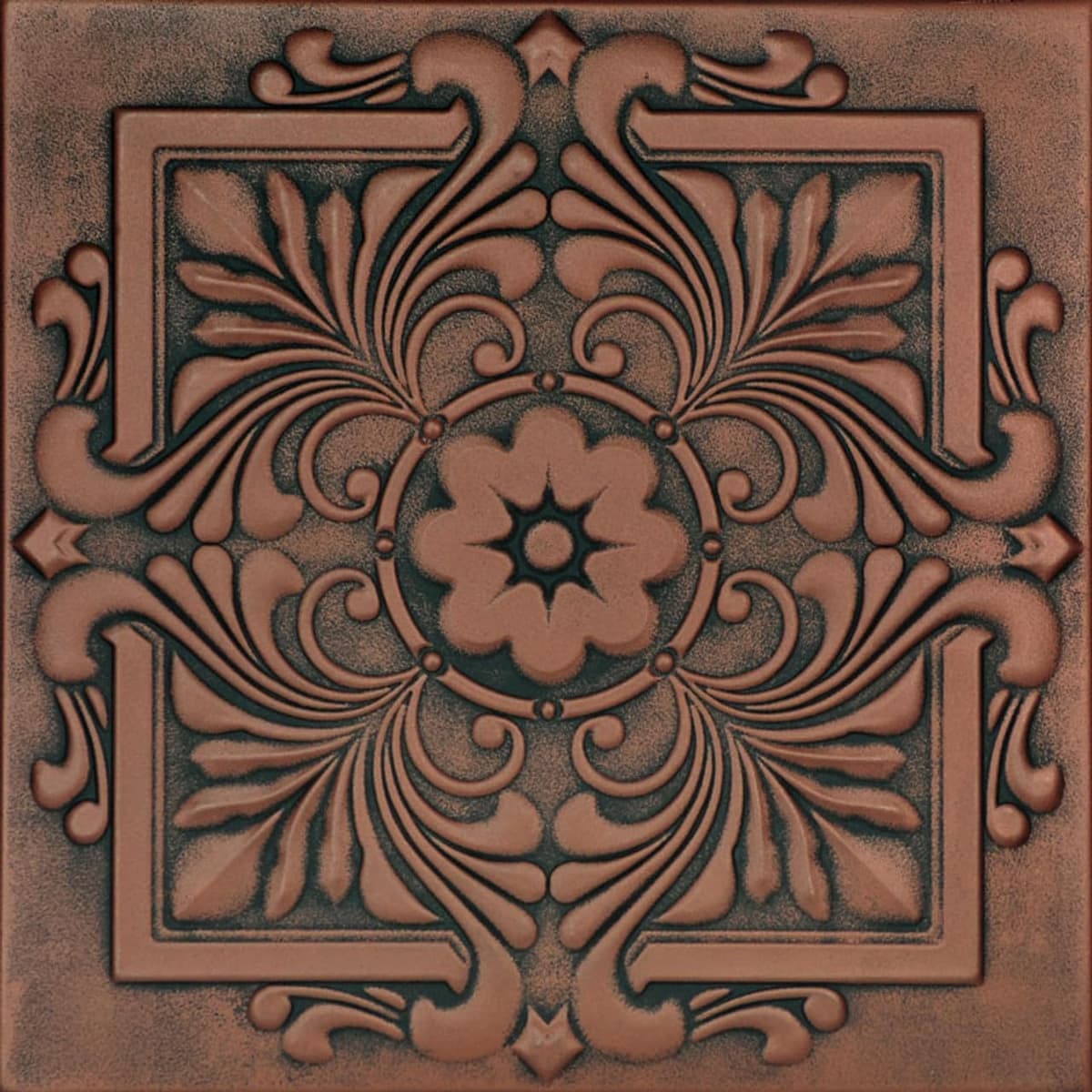 À LA MAISON CEILINGS R14 Victorian Foam Glue-up Ceiling Tile (Pack de 144) - Antique Copper Orange R14aco-144