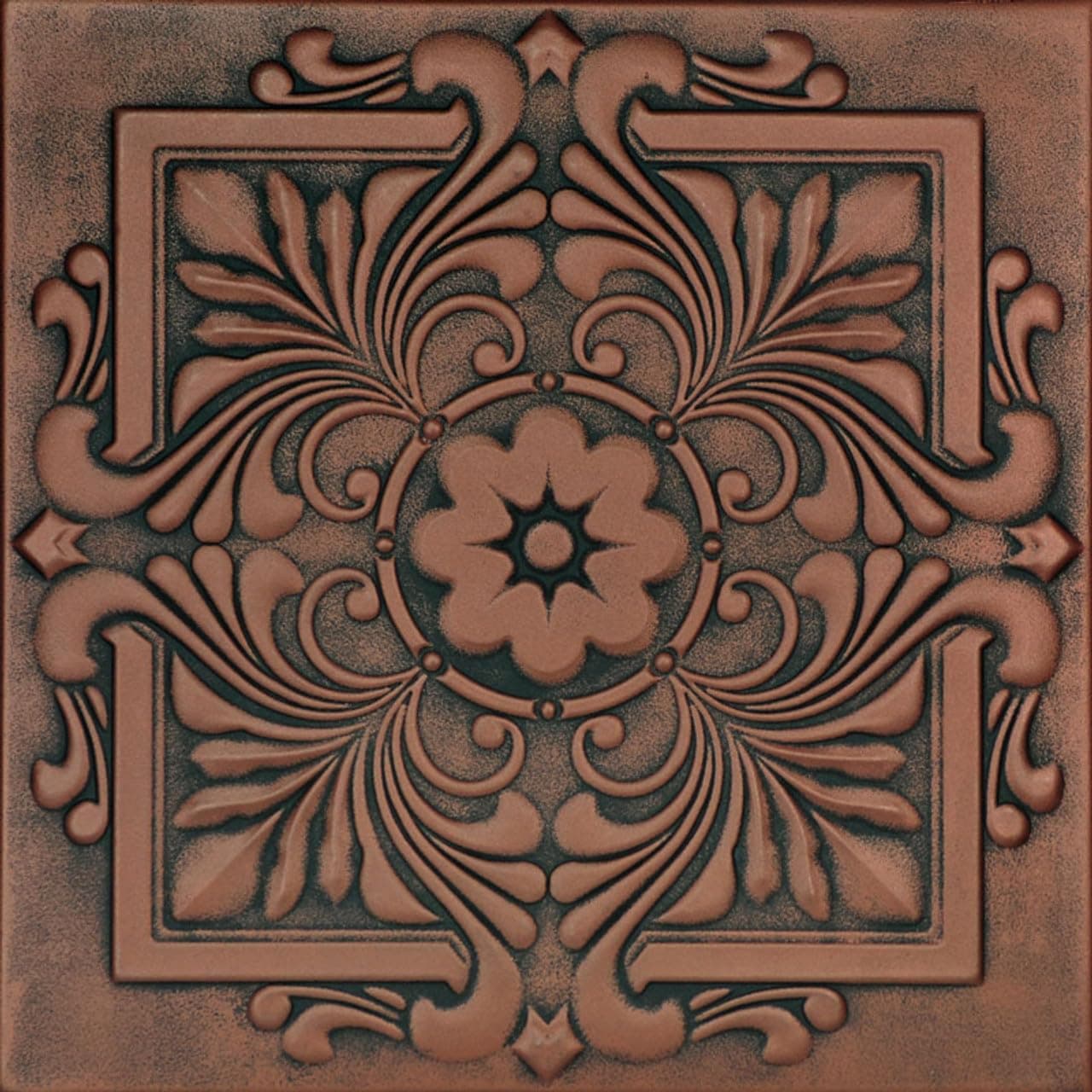 À LA MAISON CEILINGS R14 Victorian Foam Glue-up Ceiling Tile (Pack de 144) - Antique Copper Orange R14aco-144