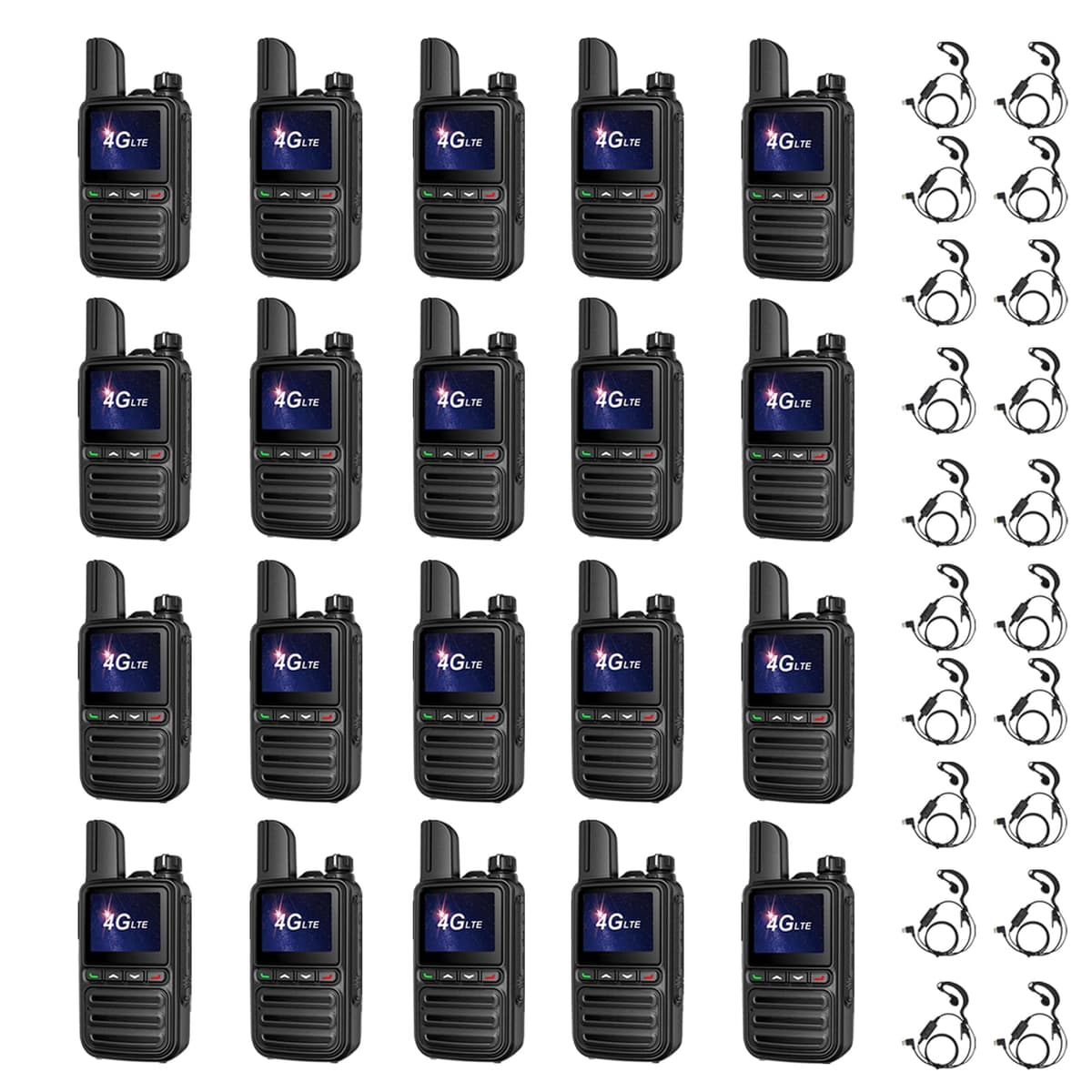 QuotoLith Nationwide Unlimited Range Walkie Talkies PoC con SIM Preinstalada (Gratis de por Vida) - 20 Unidades Glossy Black AT-600