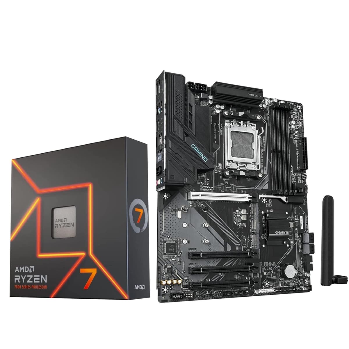 INLAND Micro Center Procesador AMD Ryzen 7 7700X con Placa Madre GIGABYTE B850 Gaming WIFI6 (ATX, DDR5,3x M.2, PCIe 5.0, USB-C, WIFI6) 7700XGGB850GAMWF6