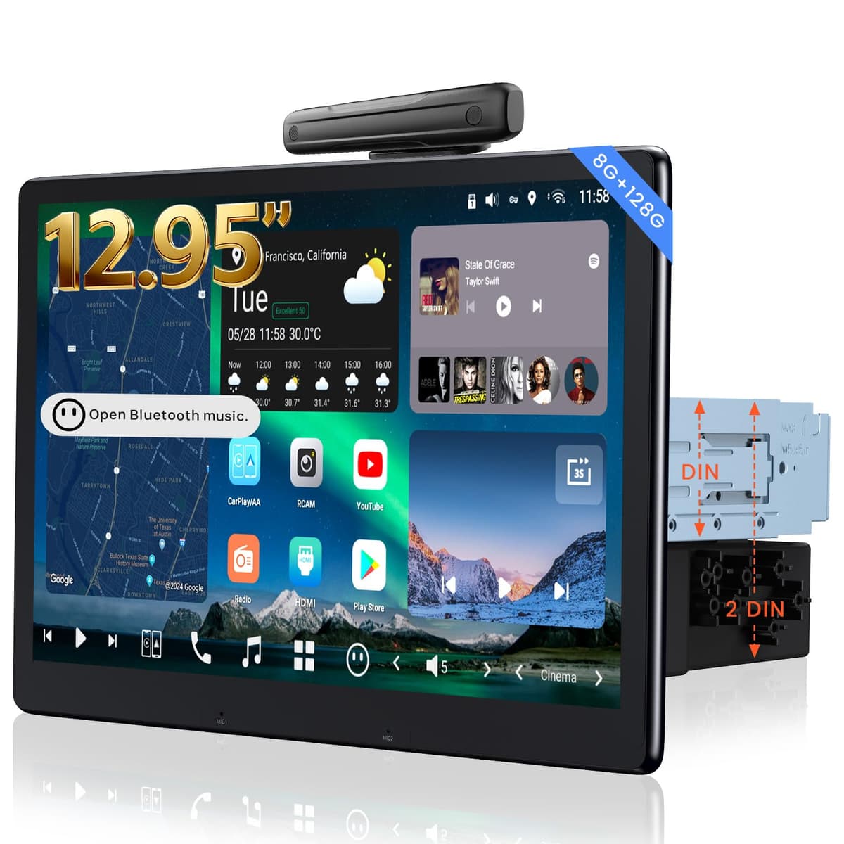 ATOTOZONE X10G129E Estéreo para auto 12.95" QLED AI Android con 8GB+128GB y pantalla flotante