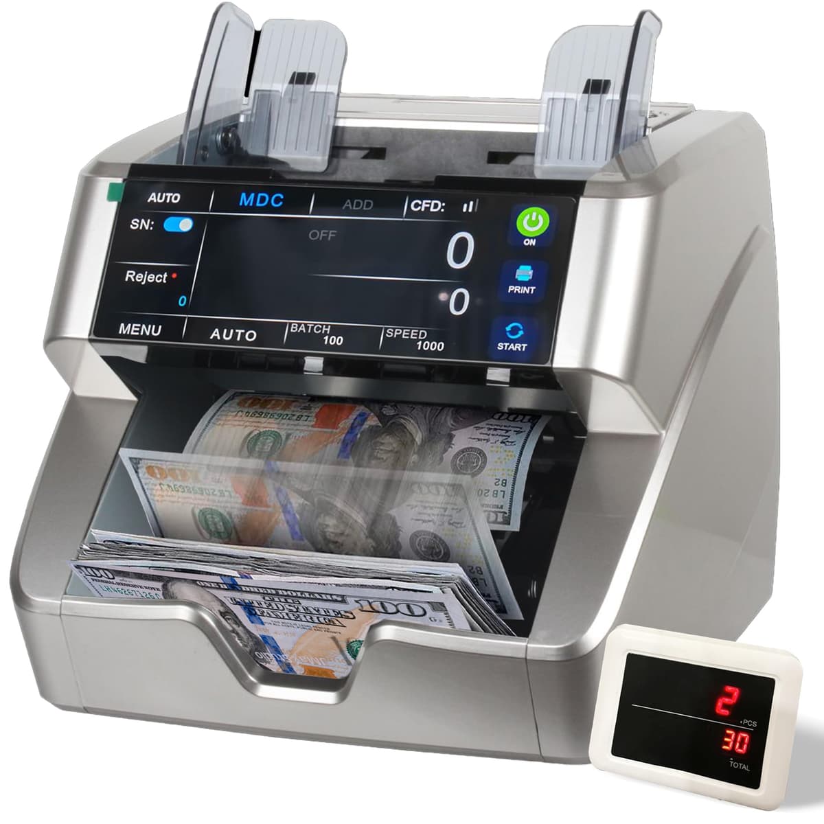 Hechker Contadora de Billetes Bank Grade 10000 Plus con Pantalla Táctil, 2 CIS y Detección UV/MG/IR/MT HECHKER10000PLUS