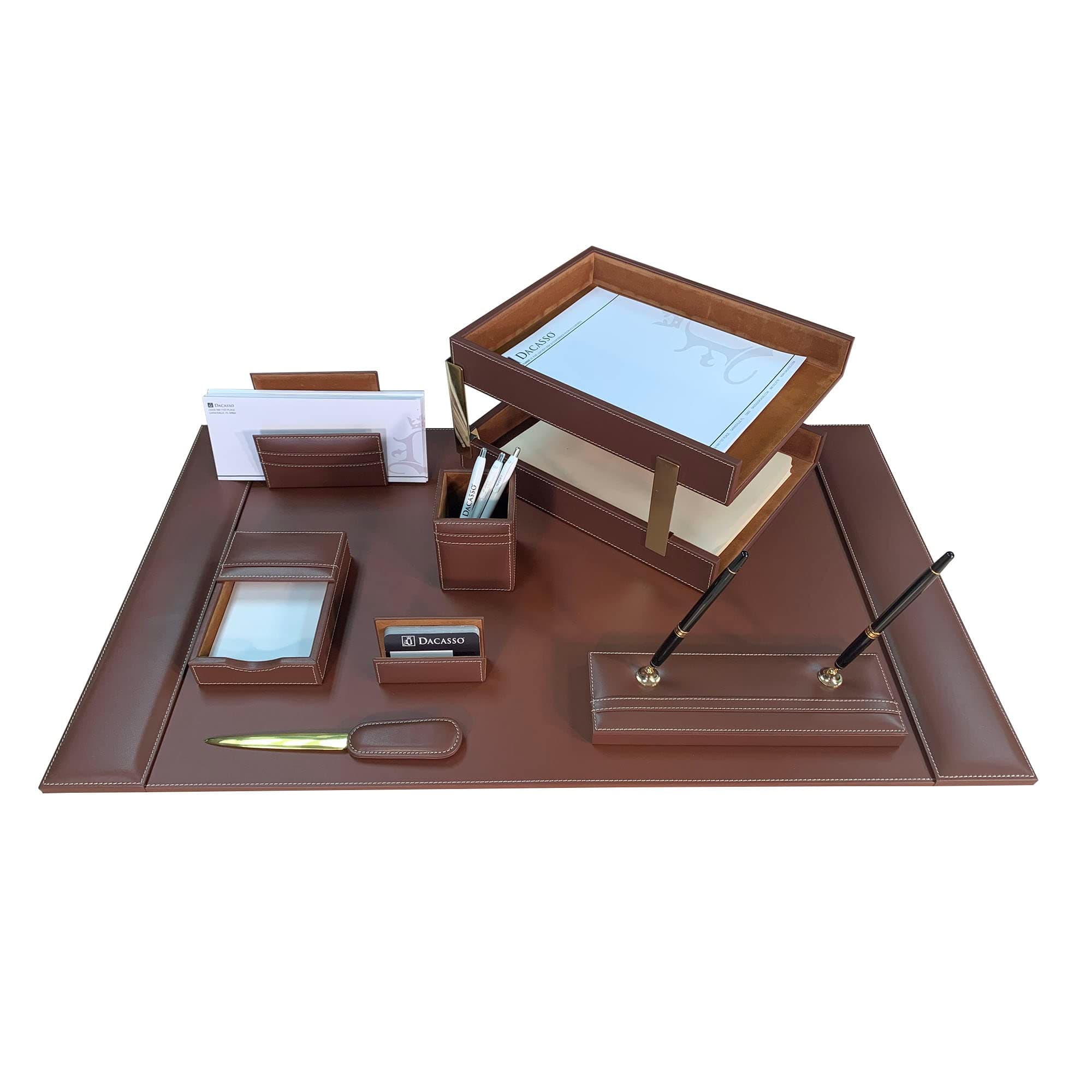 Dacasso Set de Escritorio de Cuero 10 piezas Rustic Brown (D3220)