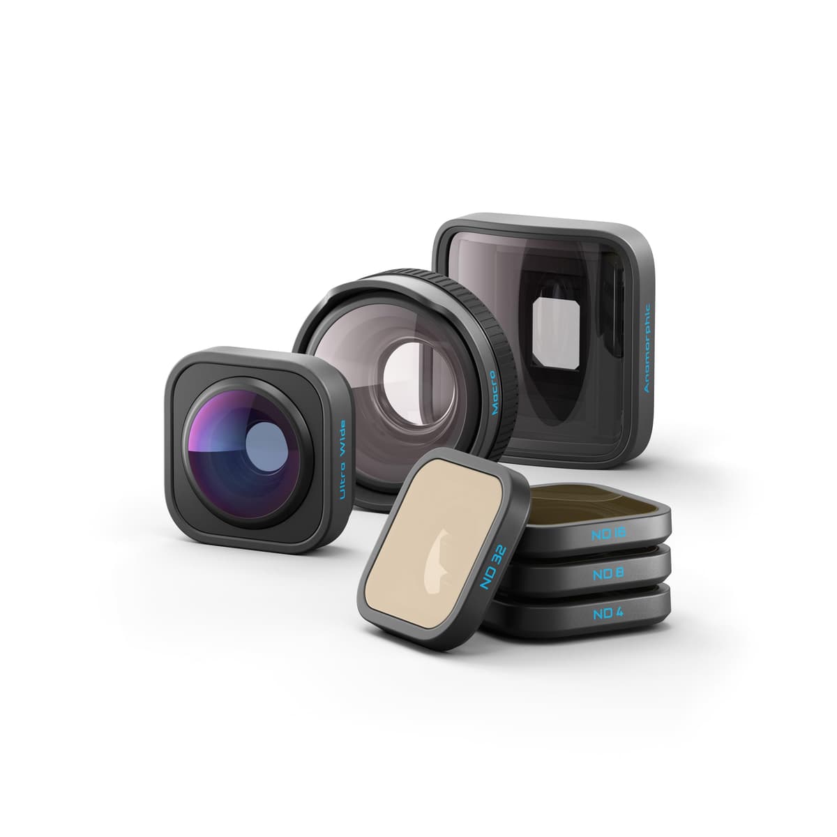Colección de Lentes GoPro HB-Series (HERO13 Black) - Incluye Mod de Lente Ultra Gran Angular, Mod de Lente Macro, Mod de Lente Anamórfica, Pack de 4 Filtros ND (ND4, ND8, ND16 y ND32) y Estuche Semiduro Premium AKTLM-001