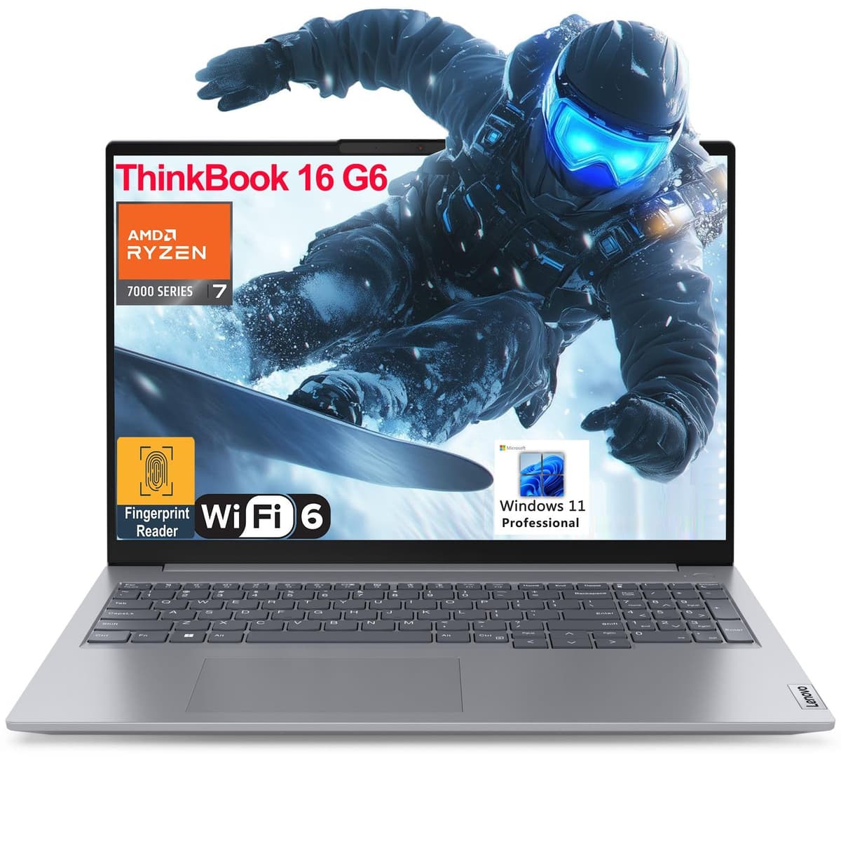 Lenovo ThinkBook 16 G6 Notebook 16" FHD+ con procesador AMD Ryzen 7 7730U de 8 núcleos (supera al i7-1360P), 32 GB RAM DDR4, SSD PCIe de 1 TB, WiFi 6, Bluetooth 5.3, USB-C 3.2, lector de huellas, Windows 11 Pro, AZ-XUT