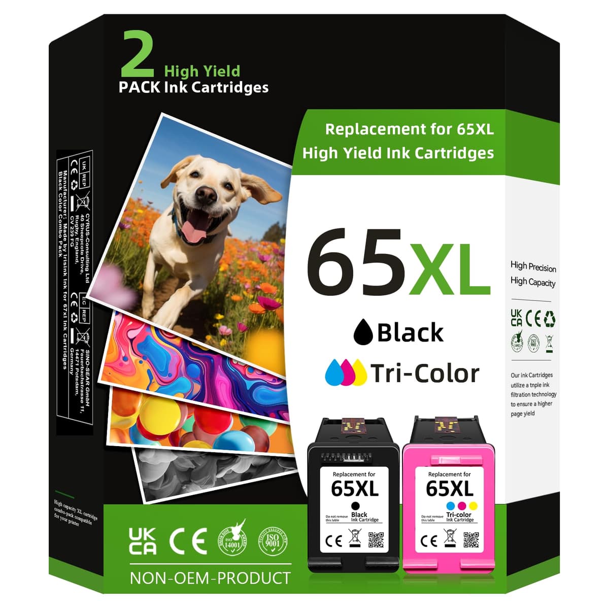 Cartuchos remanufacturados InkSpirit reemplazo para HP 65 combo negro y tricolor (pack de 2) for HP printer ink 65