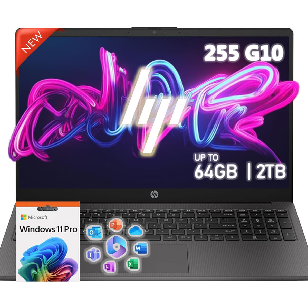 HP 255 G10 15.6" FHD - Ryzen 5 7530U, 32GB RAM, 2TB SSD, Windows 11 Pro