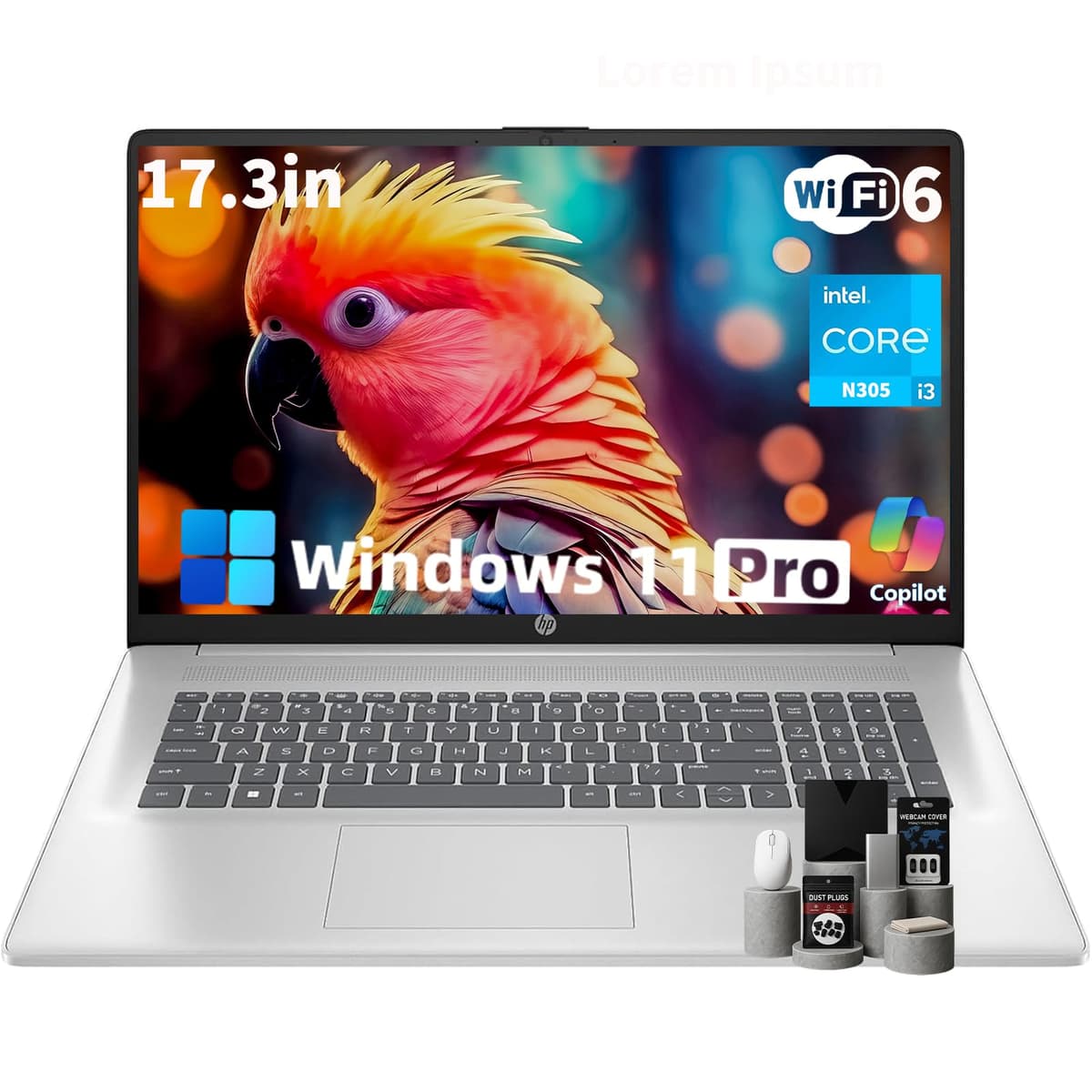 HP Laptop 17.3" HD+ para Estudiante y Negocios, Procesador Intel 8 núcleos, 32GB RAM, 1TB SSD, Wi-Fi 6, Bluetooth 5.3, HDMI, USB-C, Plateado, Windows 11 Pro 17 Laptop