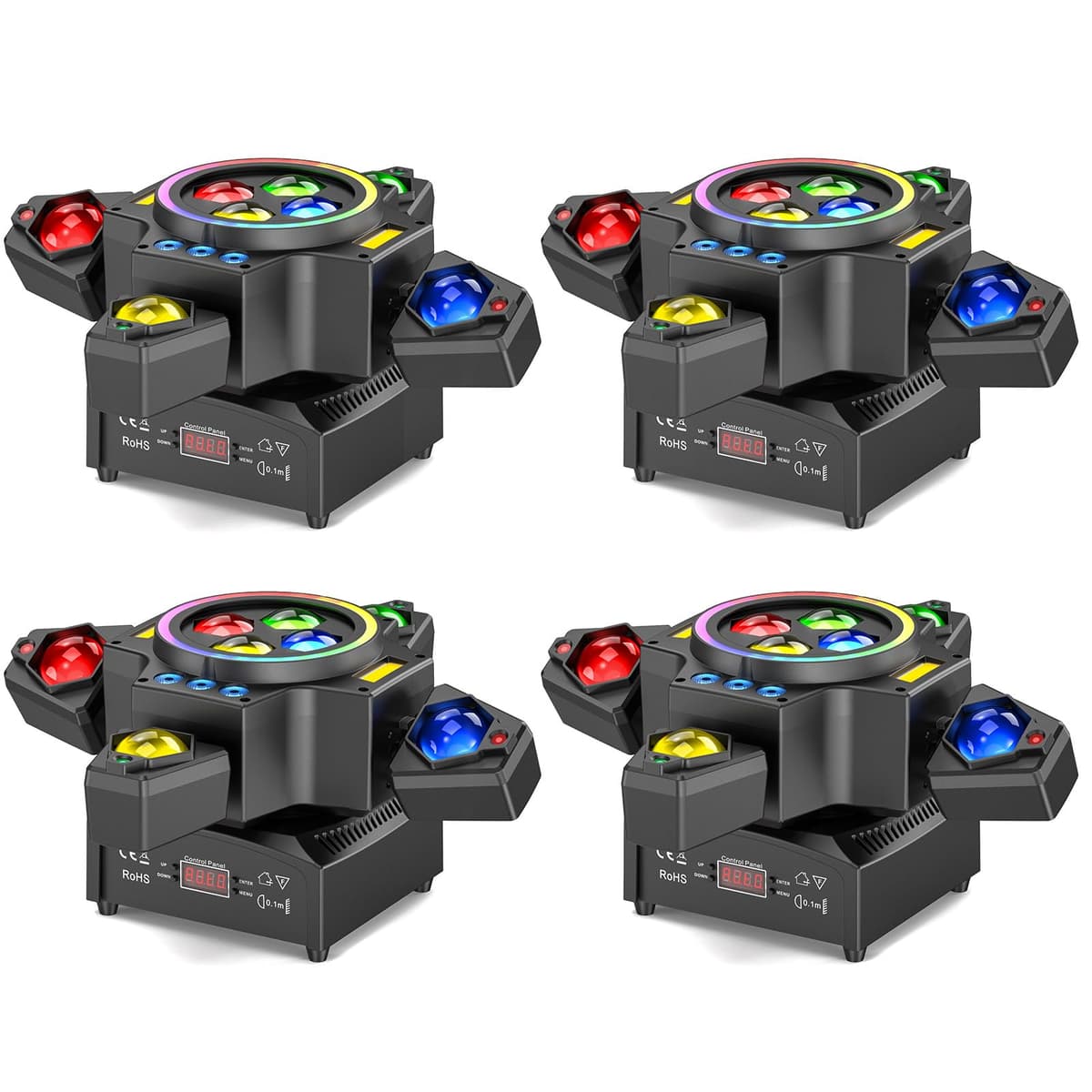 GdjRttk 4PCS 120W Stage Moving Head Light RGBW Beam/Wash con Efectos Estroboscópicos y Halo 02625X4