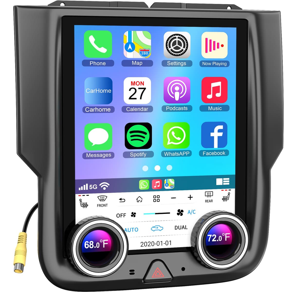 Inexaccessories Para Dodge Ram 1500/2500/3500 Radio Manual AC Android 13 para Auto 8 núcleos, Estéreo Automotriz con Pantalla Táctil IPS de 10.4 Pulgadas, CarPlay/Android Auto Inalámbricos, GPS, WiFi, Bluetooth, FM, DVR 8 Core 10.4 Inch for Manual AC 4+64